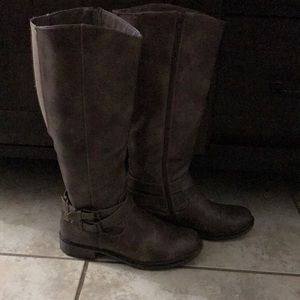 Brown leather boots